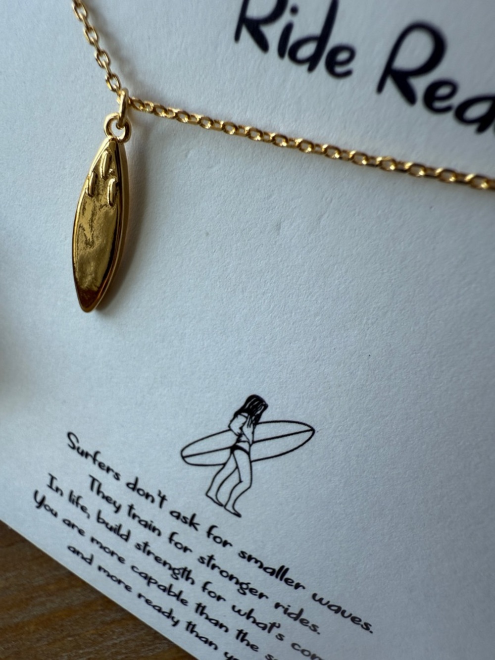 Gold Surfboard Pendant Necklace - Picture 13 of 13